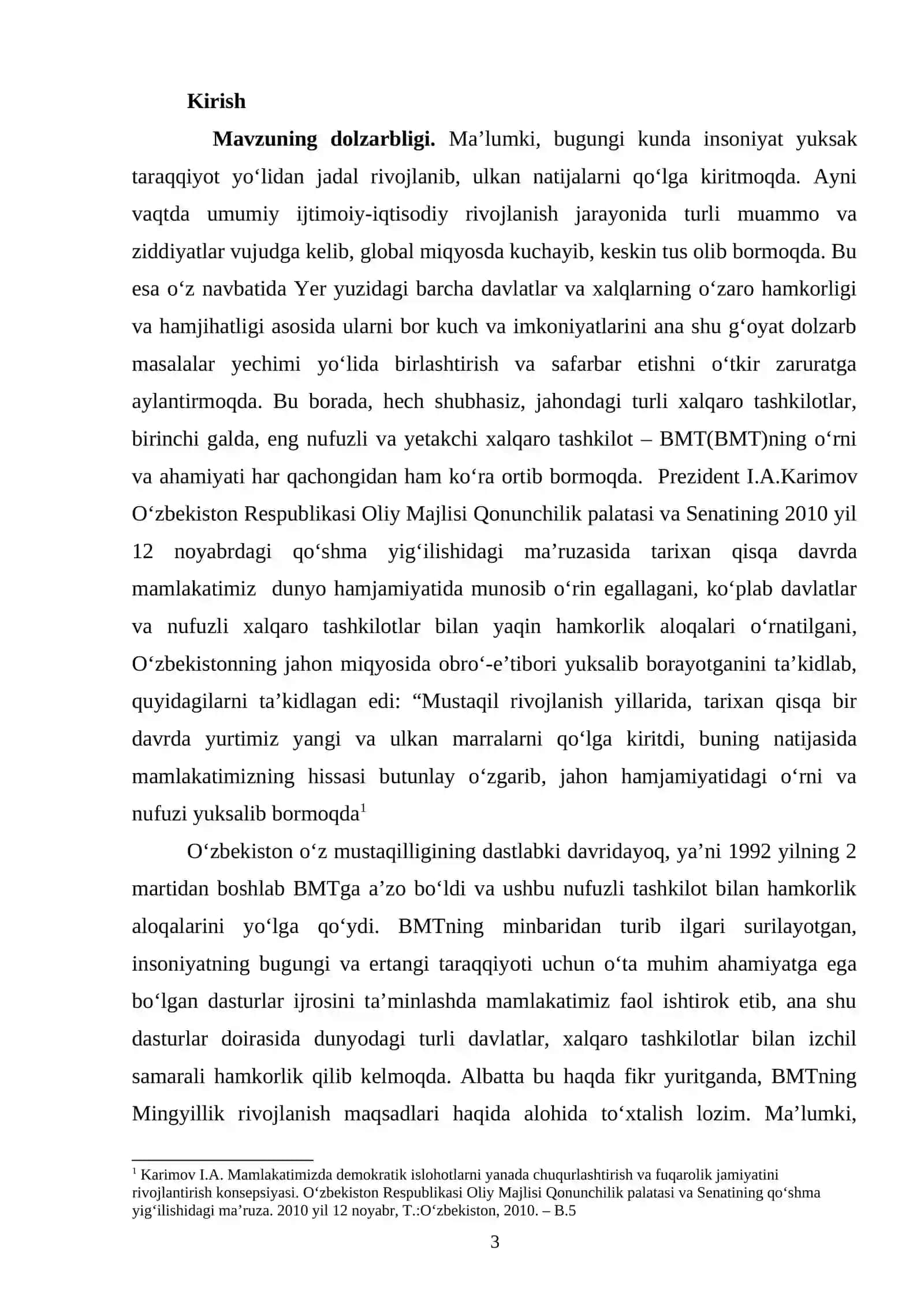 O‘zbekistonda BMTning Mingyillik rivojlanish maqsadlariga erishishning istiqbollari va ijtimoiy ahamiyati 3