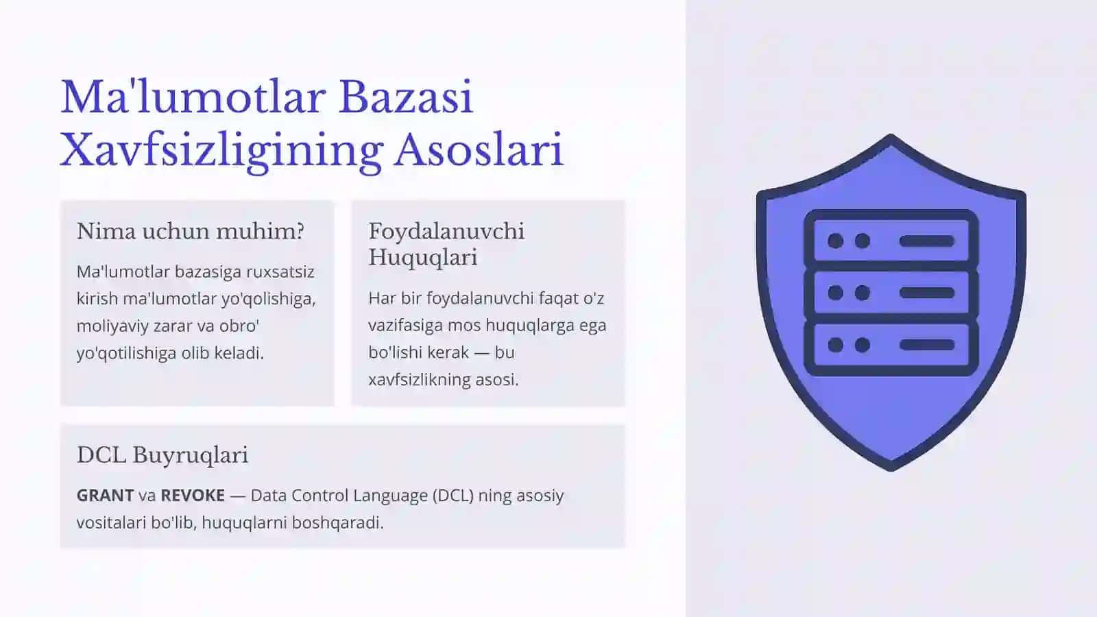 SQL Xavfsizligi: GRANT va REVOKE bilan Foydalanuvchi Huquqlarini Boshqarish 3