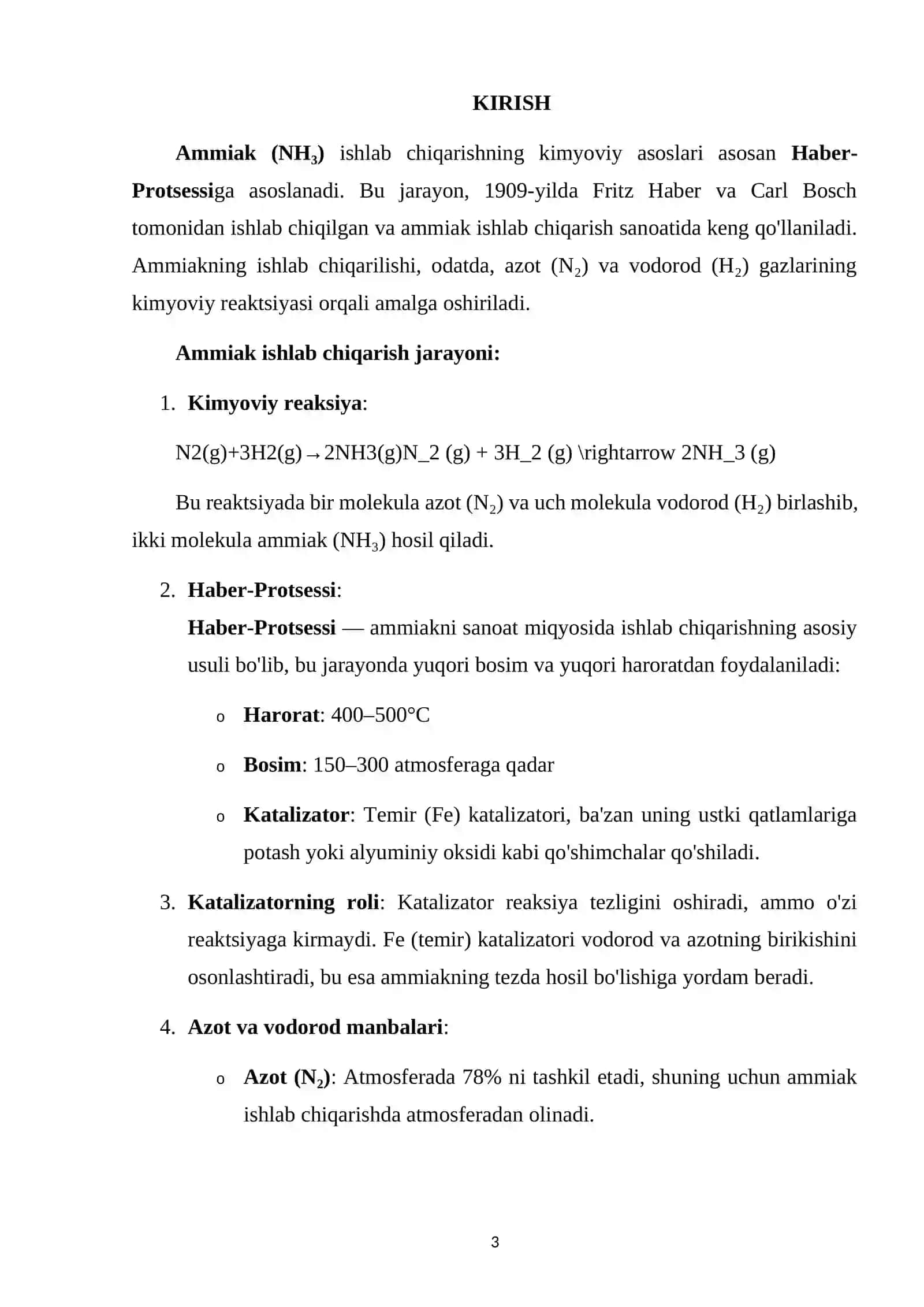 Ammiak ishlab chiqarishning kimyoviy asoslari 3