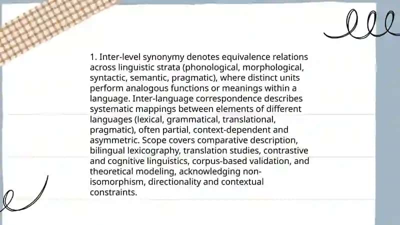 Inter level synonym and inter and language correspondence 3