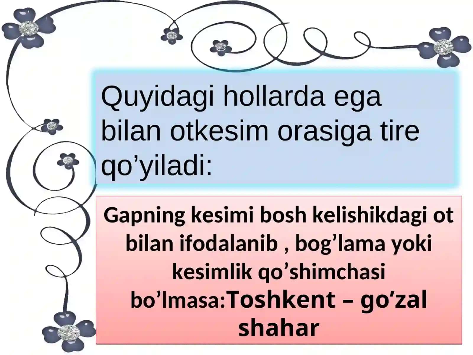Ega va otkesim o’rtasida tirening ishlatilishi 3