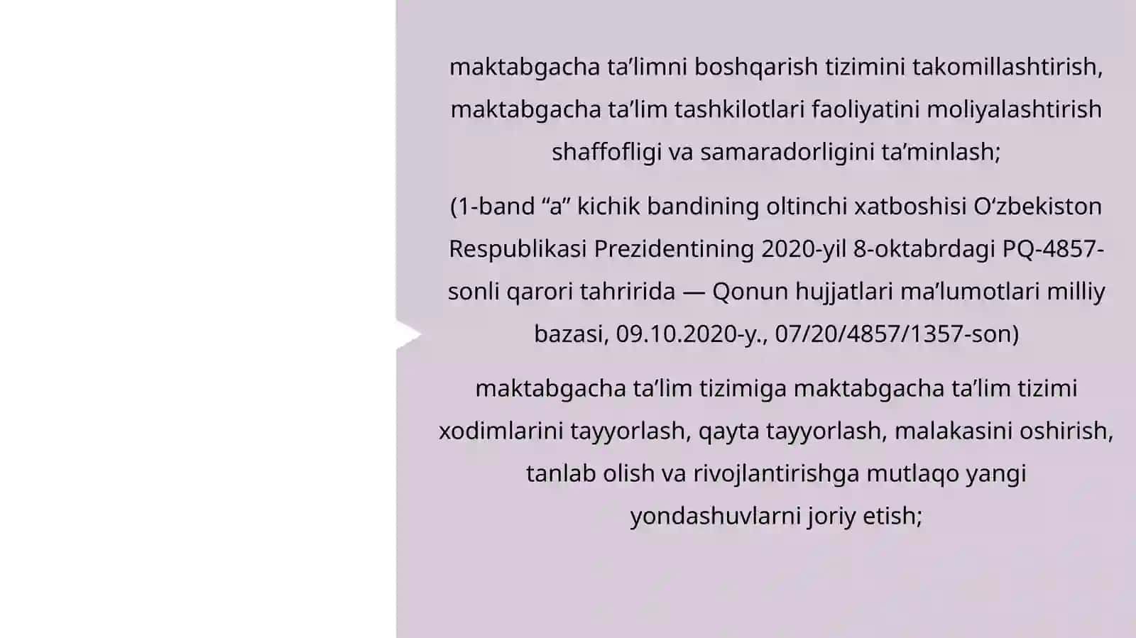 O‘ZBEKISTON RESPUBLIKASI MAKTABGACHA TA’LIM TIZIMINI 2030-YILGACHA RIVOJLANTIRISH KONSEPSIYASI 3