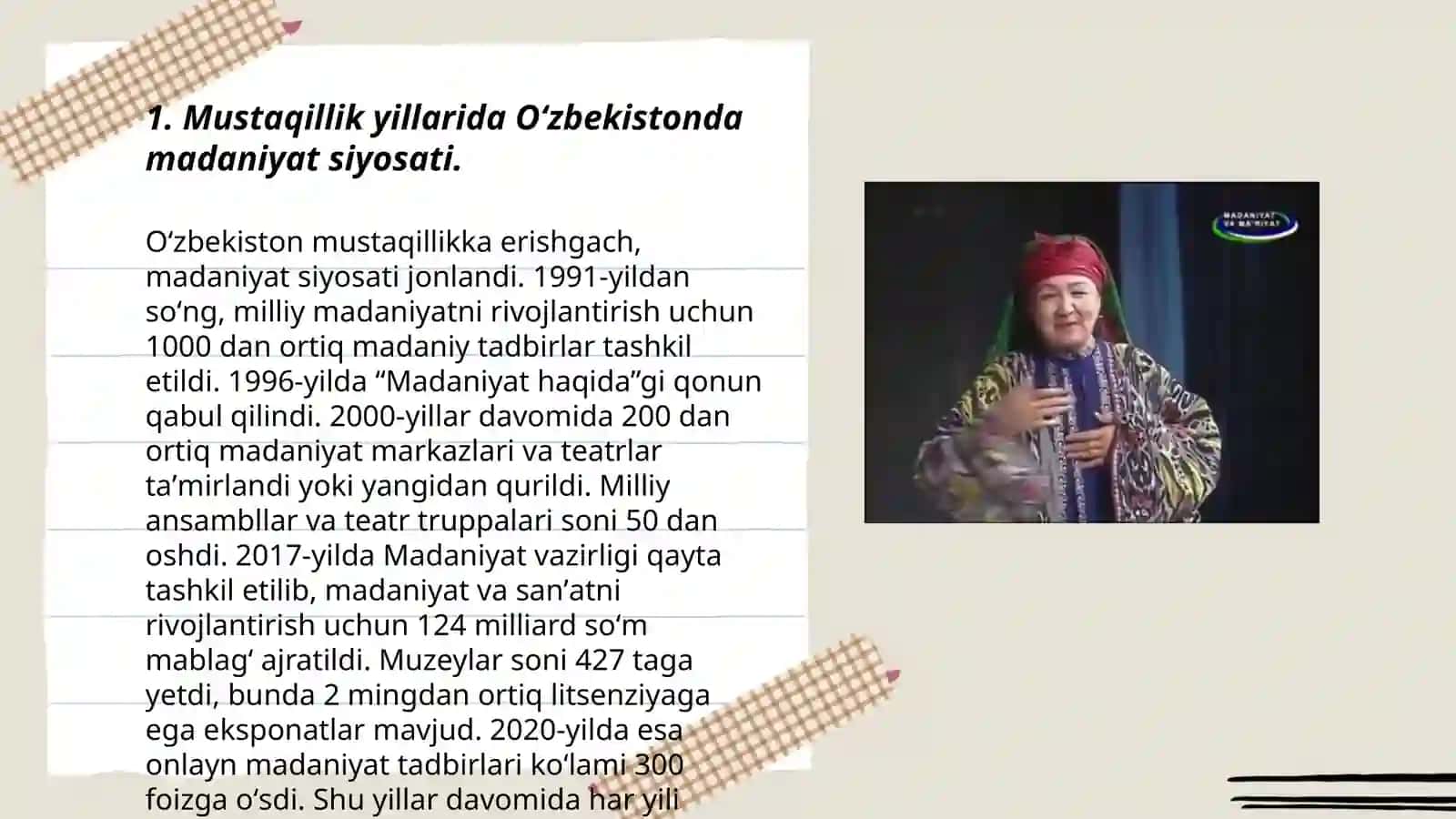 Mustaqillik yillarida Oʻzbekistonda madaniyat siyosati 3