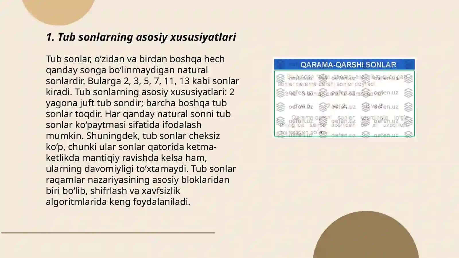 Tub va murakkab sonlar 3