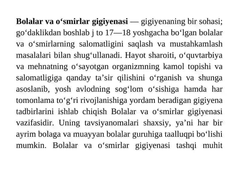 Bolalar va oʻsmirlar gigiyenasi 3