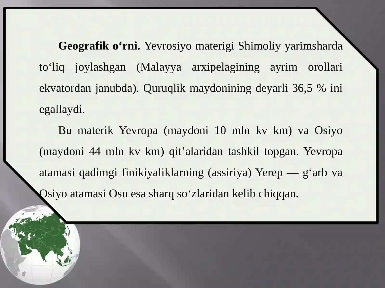 Yevrosiyoning geografik o‘rni, o‘rganilish tarixi. 7-sinf geografiya fanidan dars ishlanma. 3