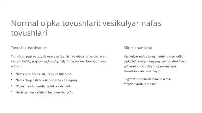O'pka auskultatsiyasi: normal va patologik nafas tovushlari 3