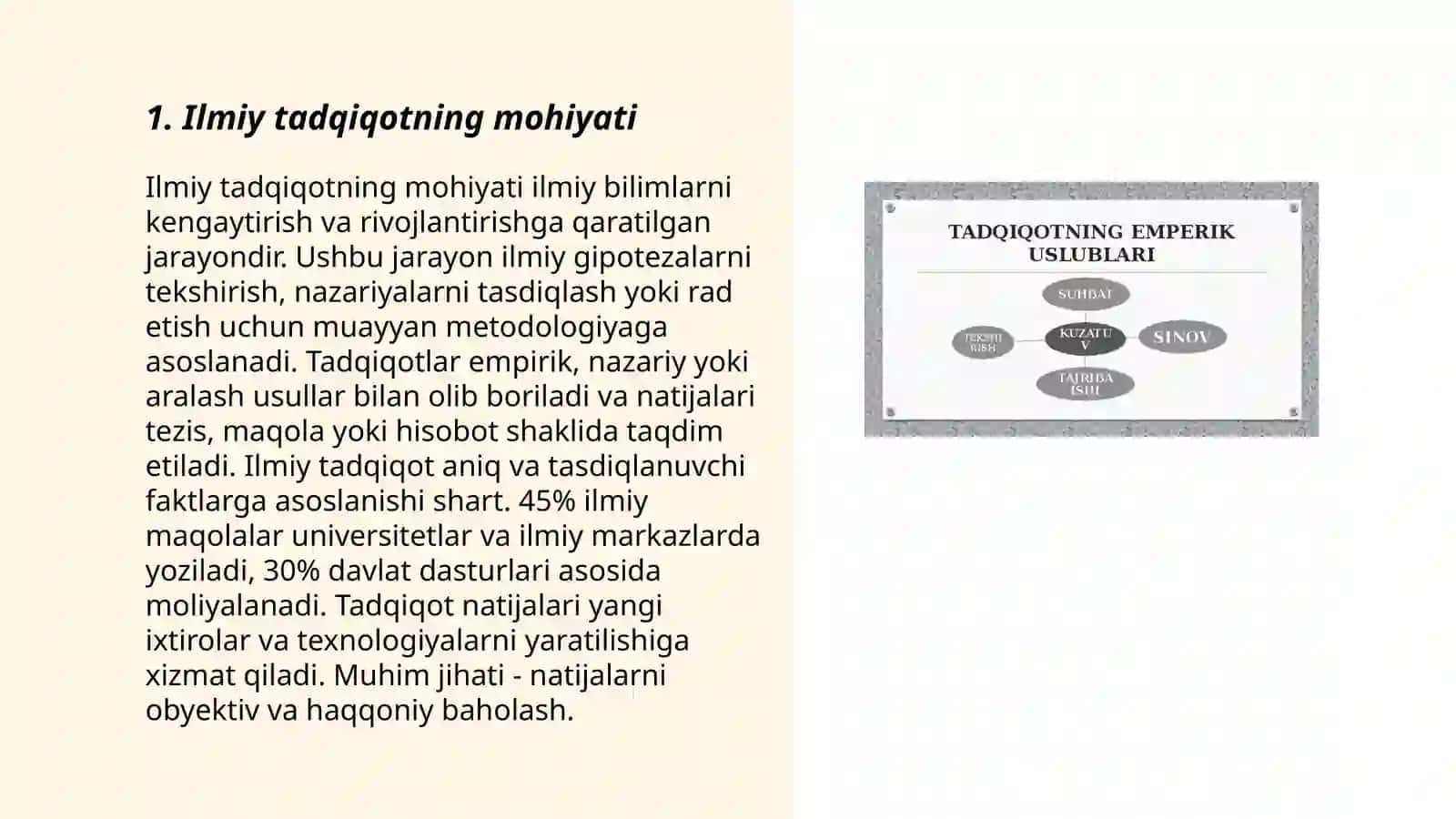 Ilmiy tadqiqot haqida asosiy tushuncha, rivojlanish tarixi va asosiy tushunchalari 3