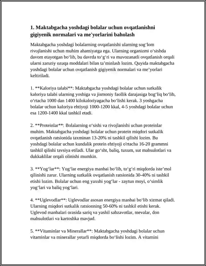 MAKTABGACHA TARBIYA YOSHIDAGI BOLALAR OVQATLANISHINI GIGIYENIK BAHOLASH 3
