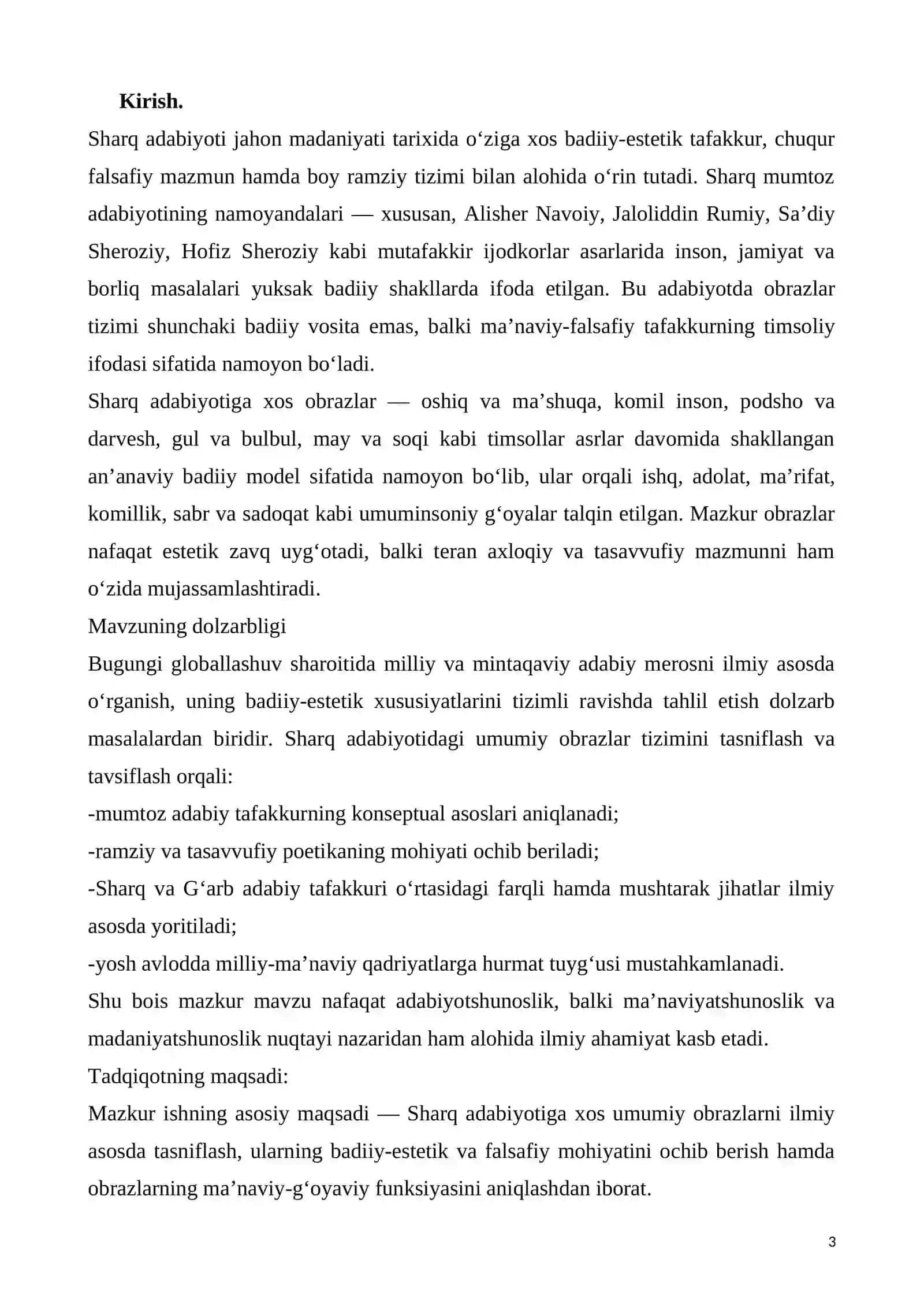 Sharq adabiyoti uchun umumiy boʻlgan obrazlar tasnifi va tavsifi 3