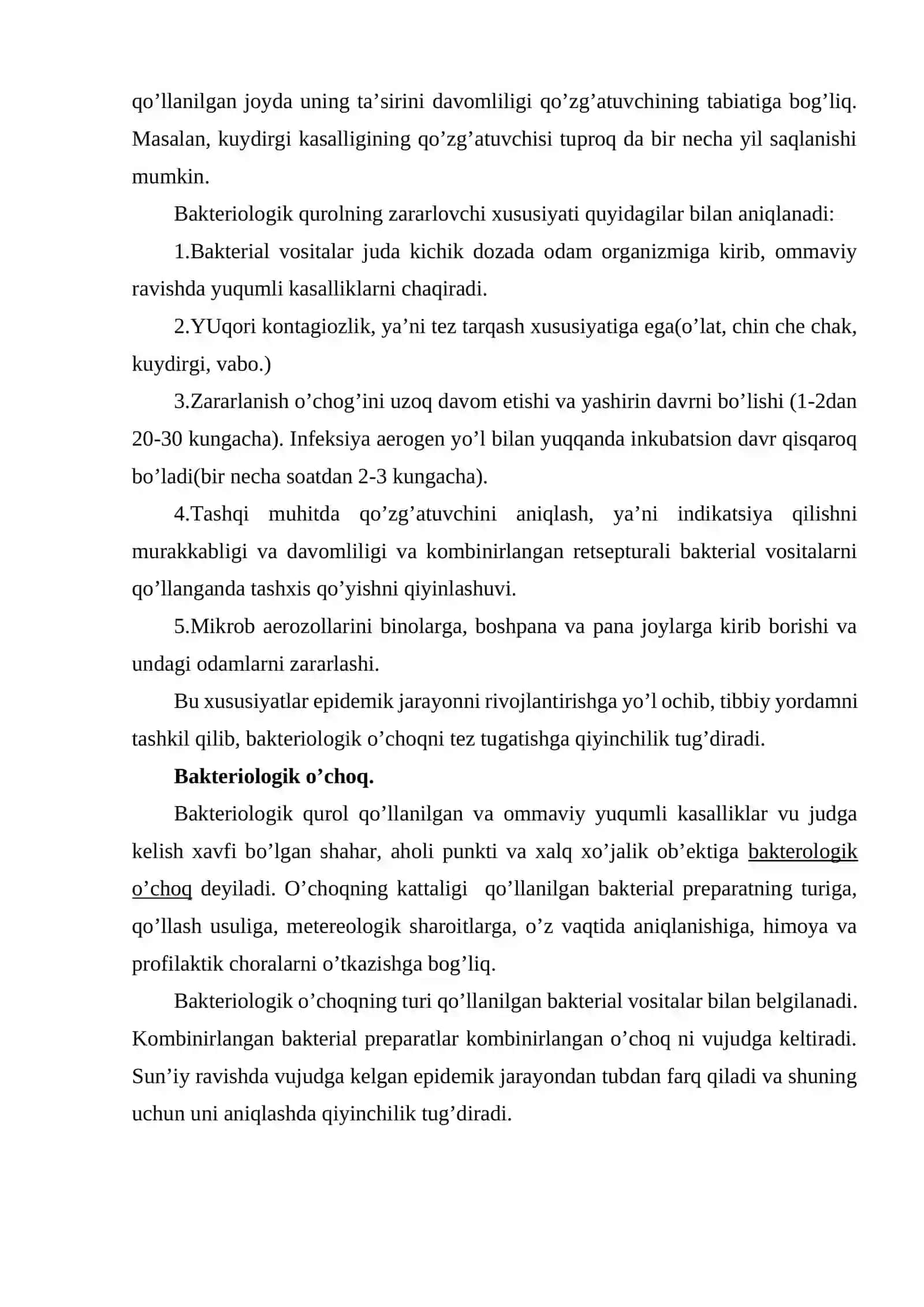 Bakteriologik qurol. O’ta xavfli infeksiyalar 3