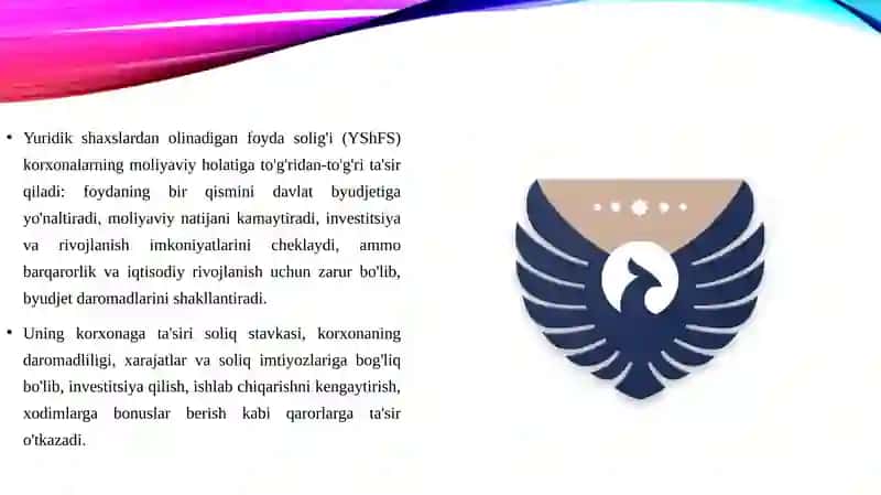 Yuridik shaxslardan olnadigan foyda solig'i va uning korxonalar moliya-xo'jalik faoliyatiga ta'siri 3