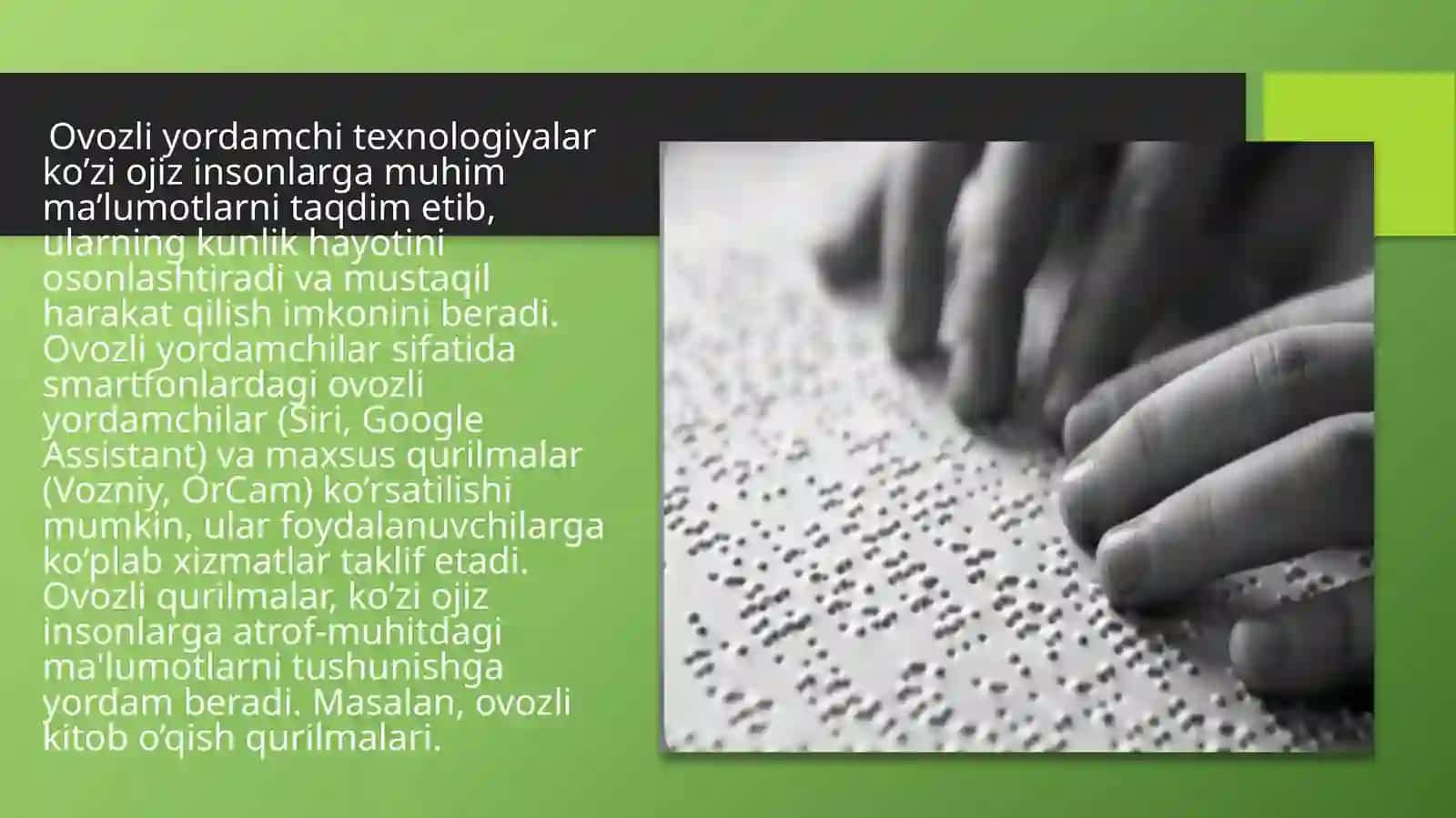 Ko’zi ojiz insonlar foydalanadigan texnik vositalarining turlari xususiyatlari va ularga qo’yilgan talablar 3