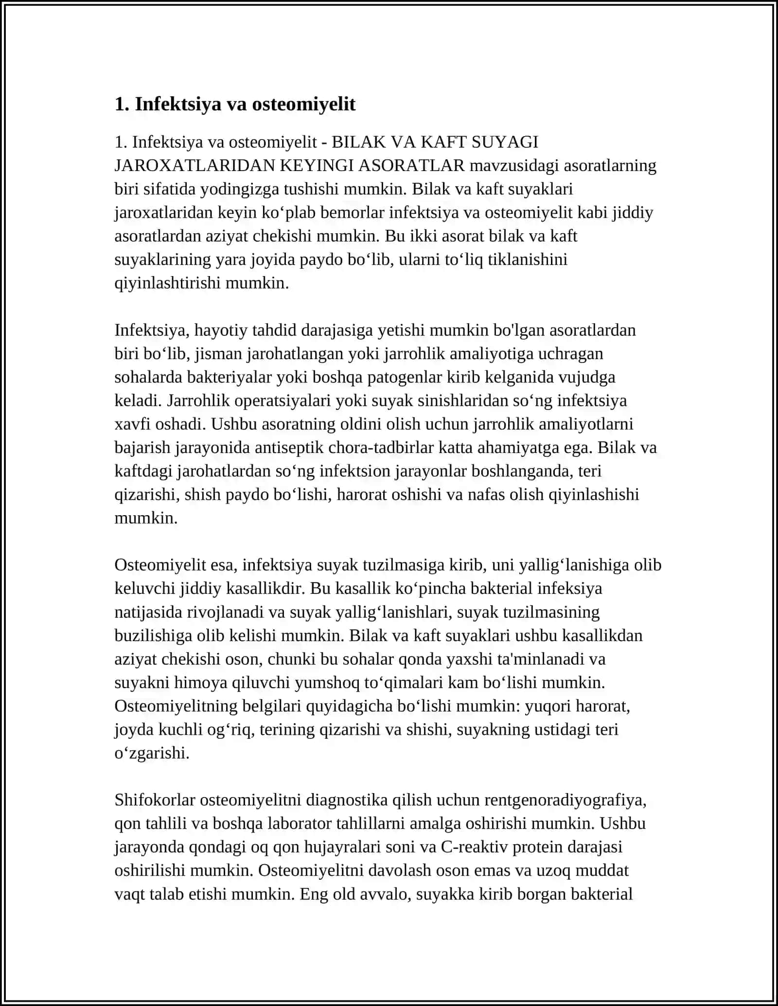 BILAK VA KAFT SUYAGI JAROXATLARIDAN KEYINGI ASORATLAR 3