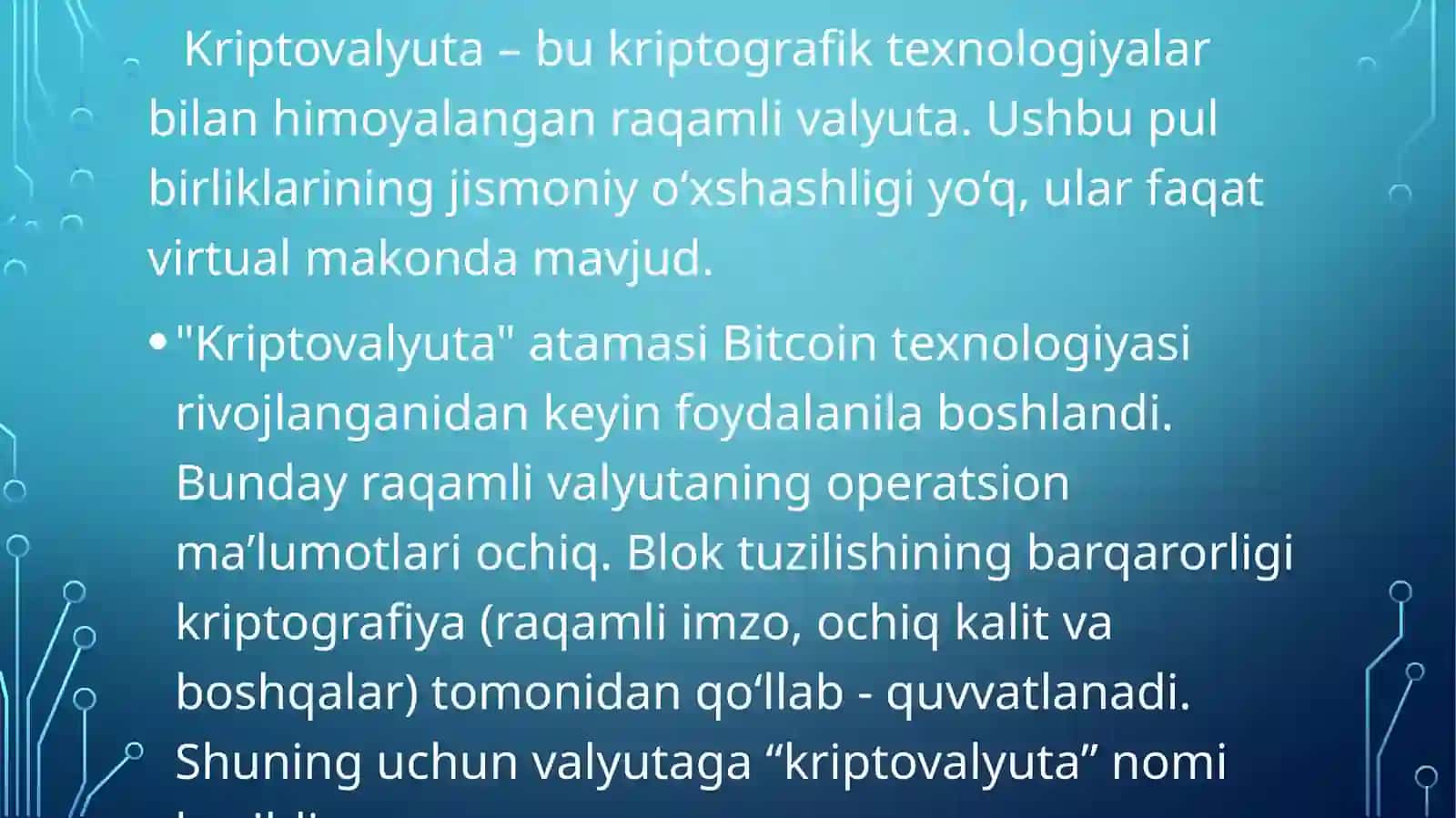 Kriptovalyutalar- Yangi raqamli iqtisodiyot Aktivi sifatida 3