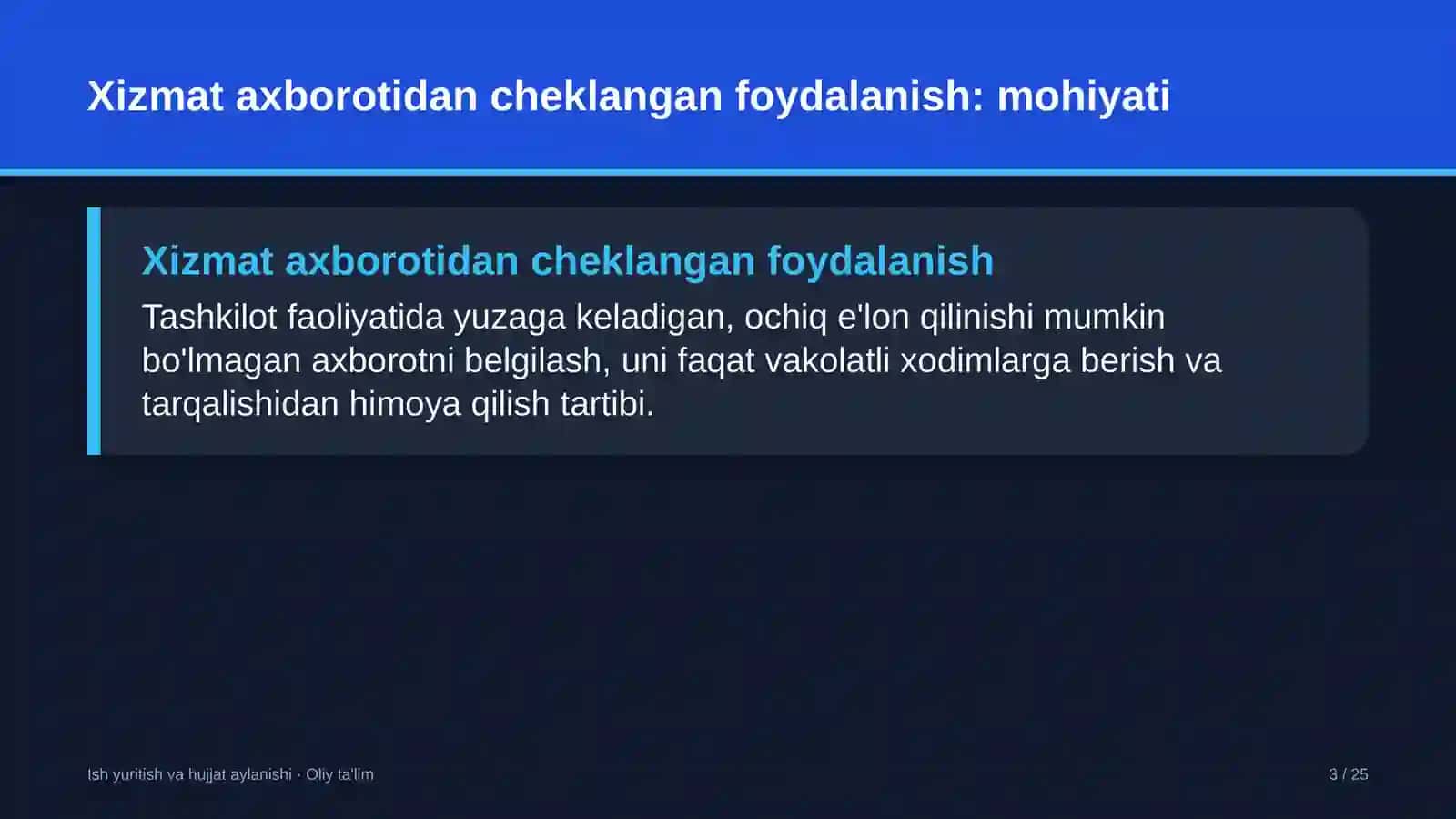 maxsus maktab internatlarda xizmat axborotidan cheklangan foydalanish 5250 3