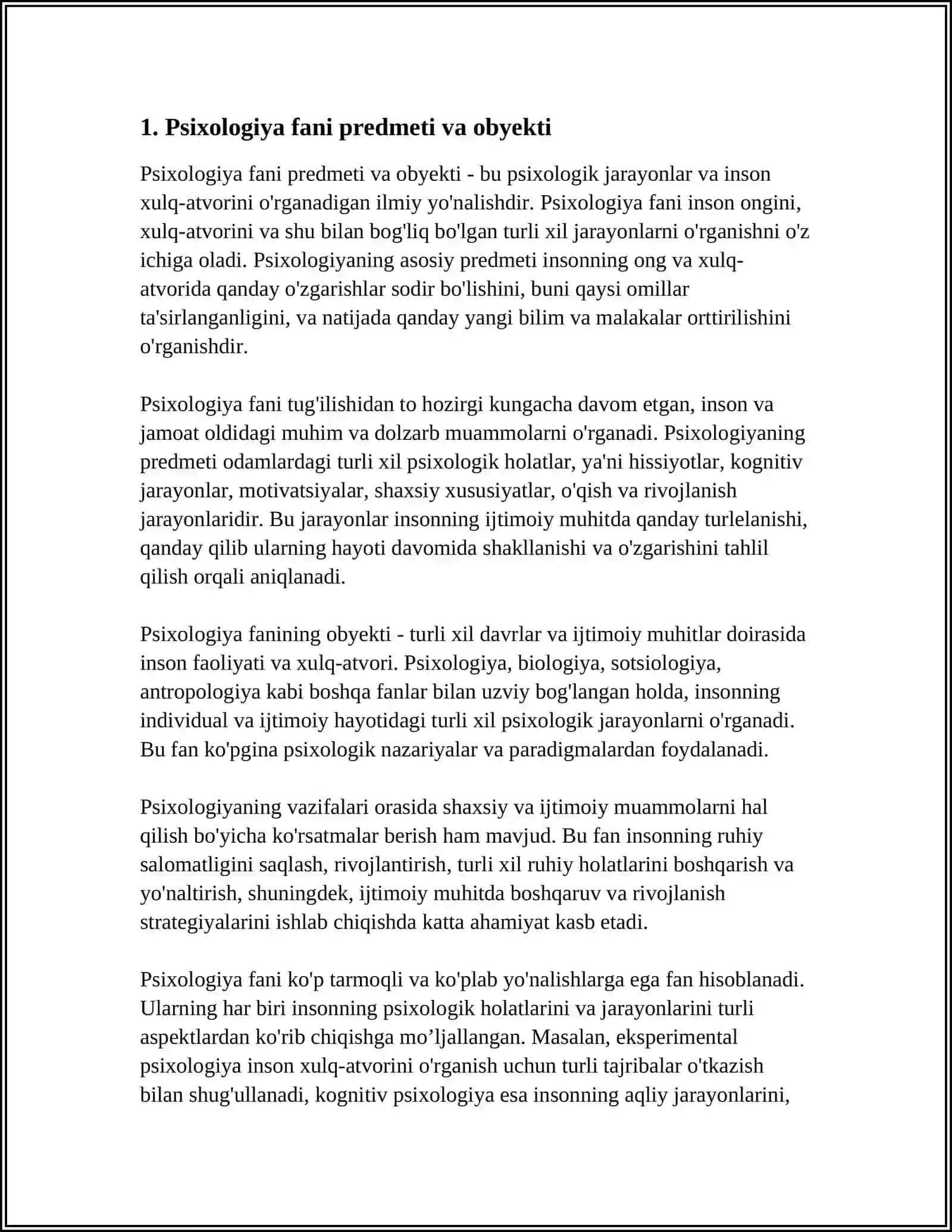 PSIXOLOGIYA FANI PREDMETI, MAQSADI VA VAZIFALARI 3