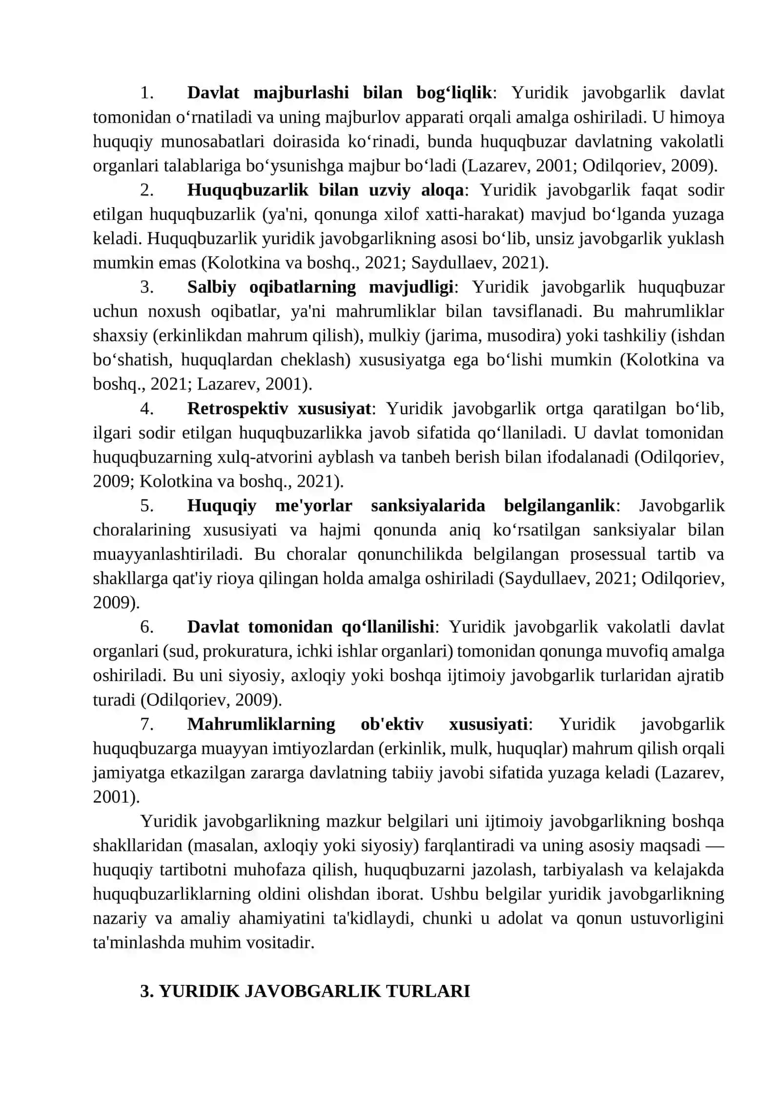 Yuridik javobgarlikning tushunchasi va uning xususiyatlari 3