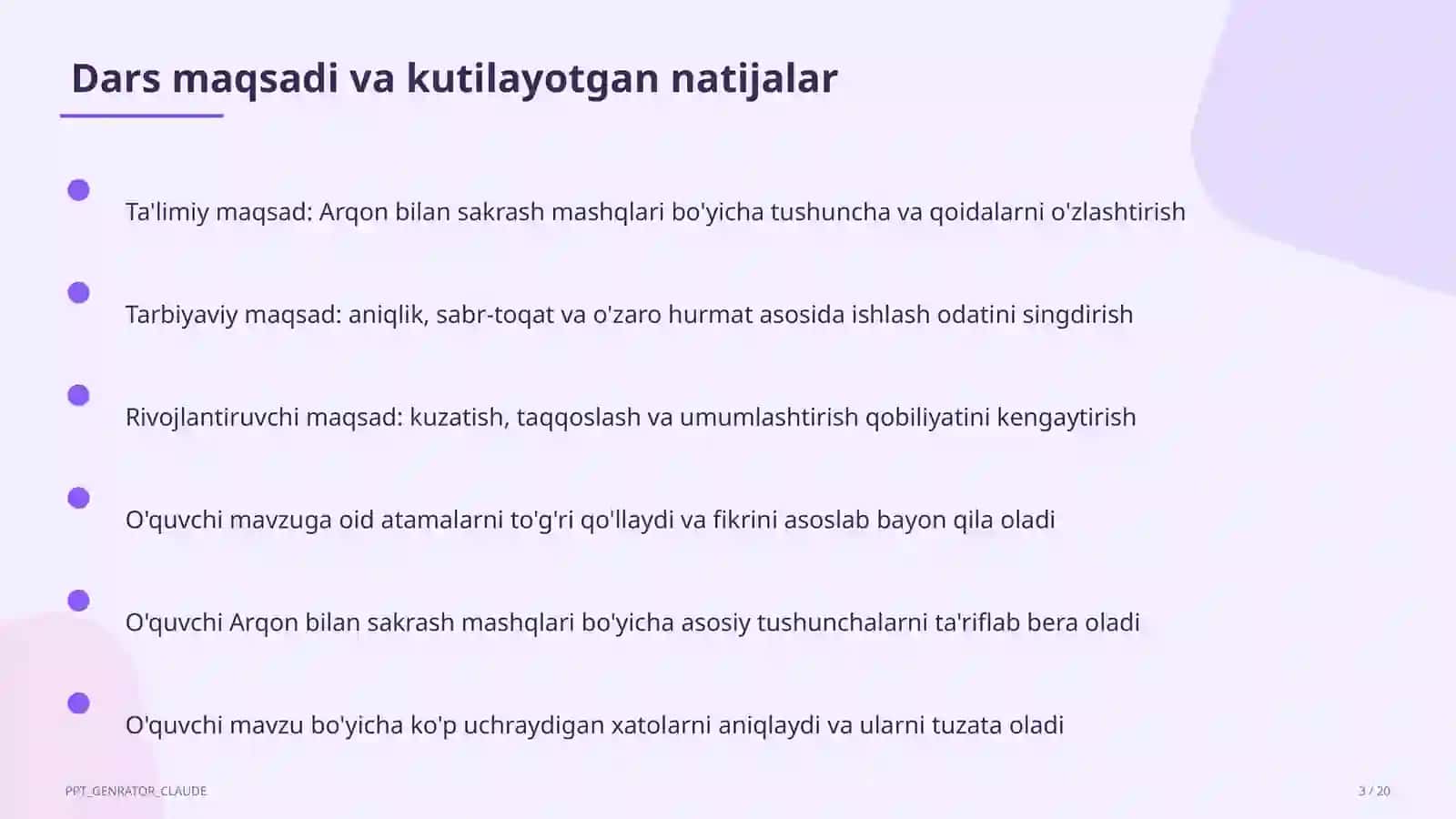 Arqon bilan sakrash mashqlari (3-sinf) 3