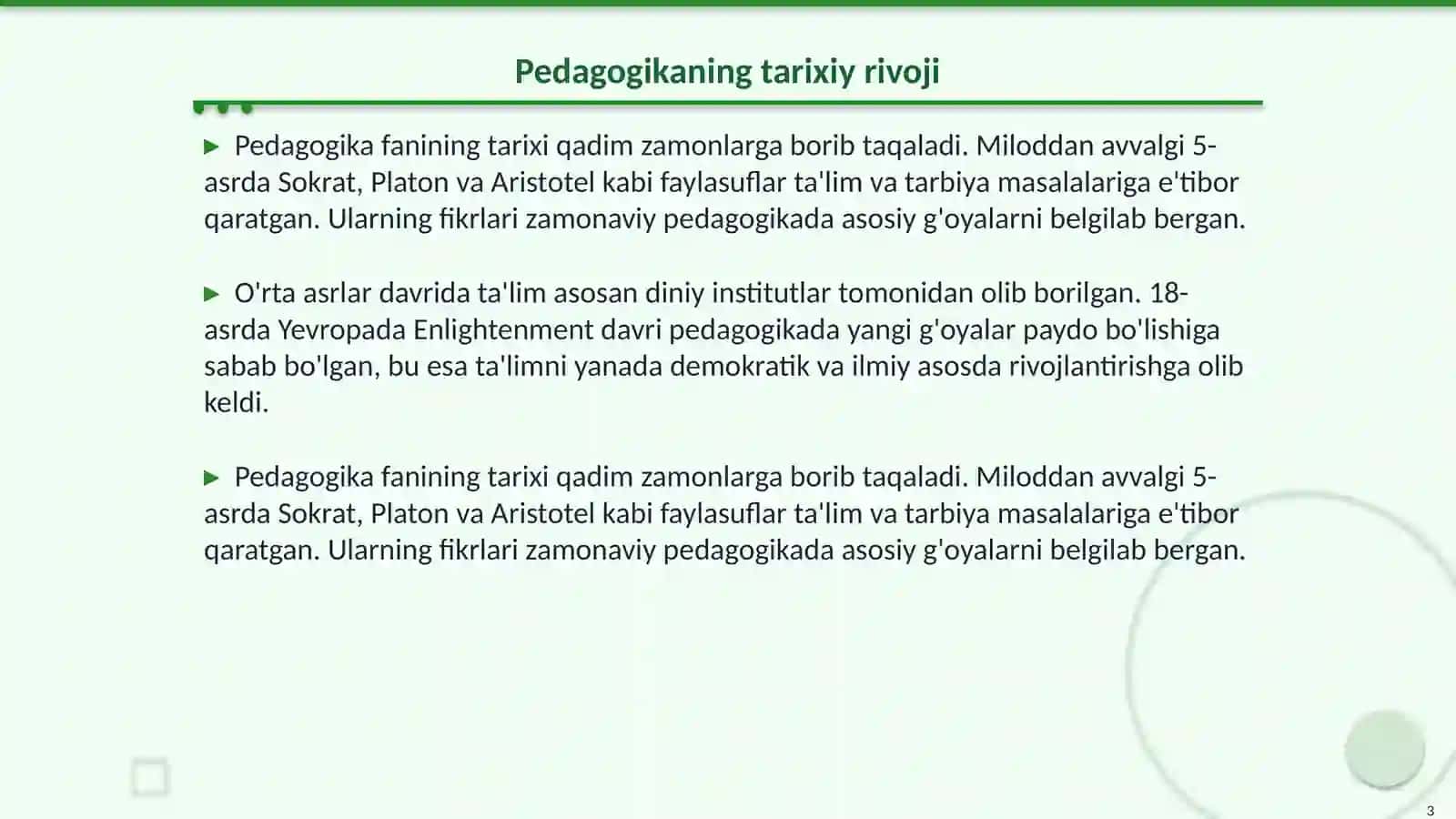 G'arb pedagoglarining pedagogika faniga qo'shgan hissalari 3