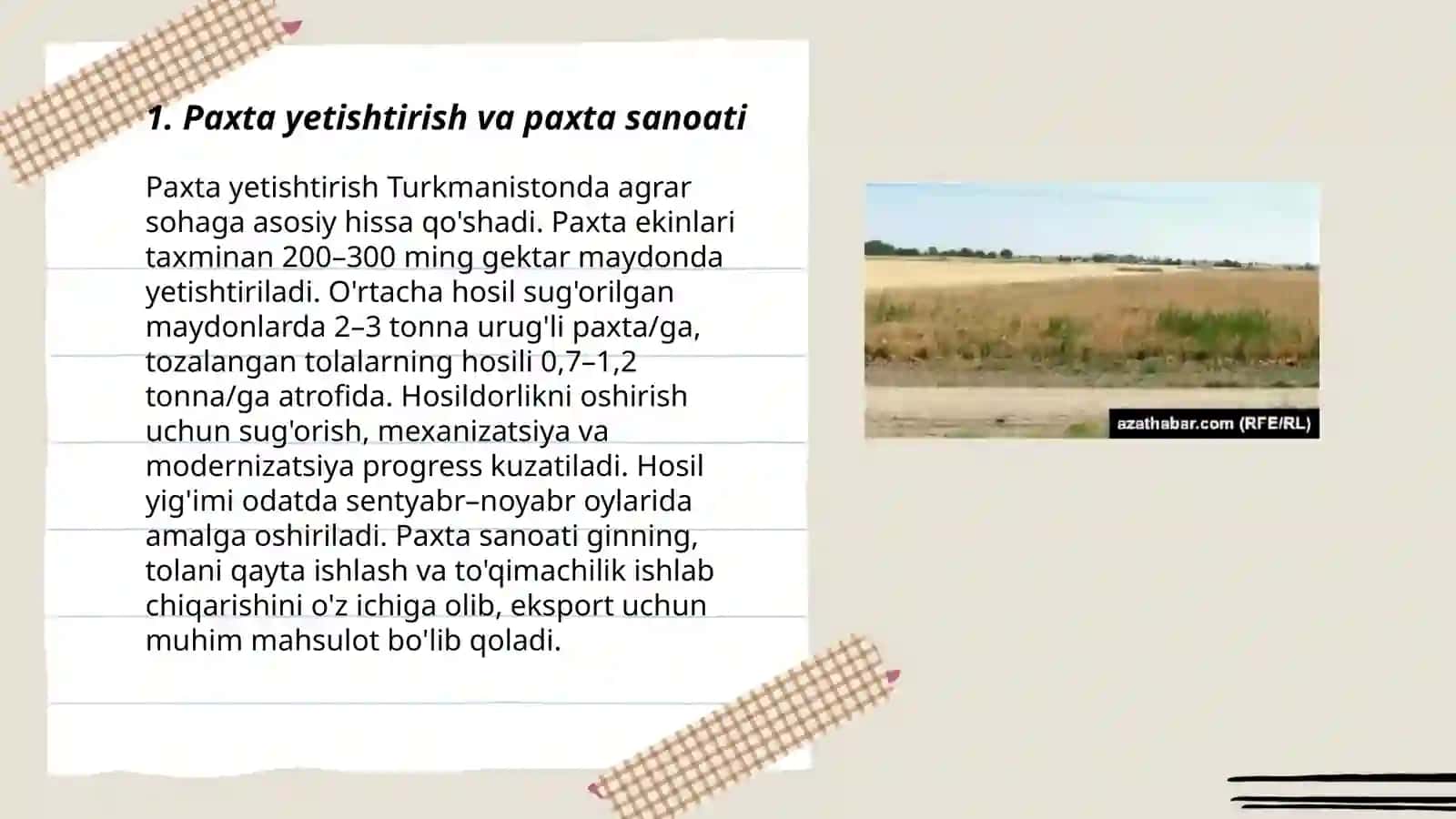 Turkmaniston Respublikasi qishloq xo’jaligi 3
