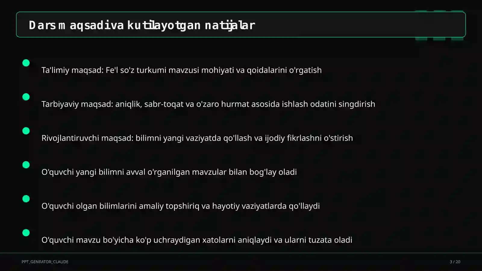 Fe'l so'z turkumi (3-sinf) 3