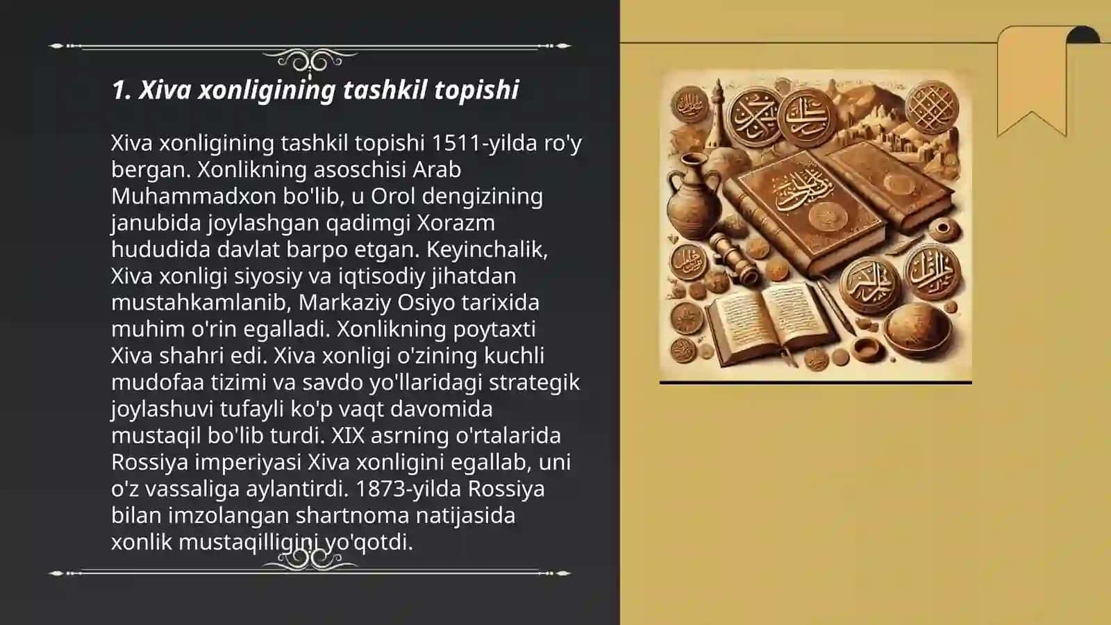 Xiva xonligi tarixiga doir manbalar tasnifi kurs ishi yozish 3
