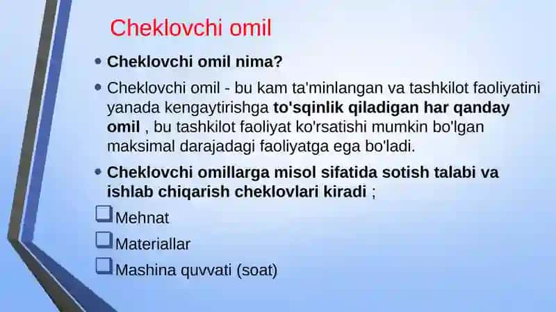 Cheklovchi omillar 3