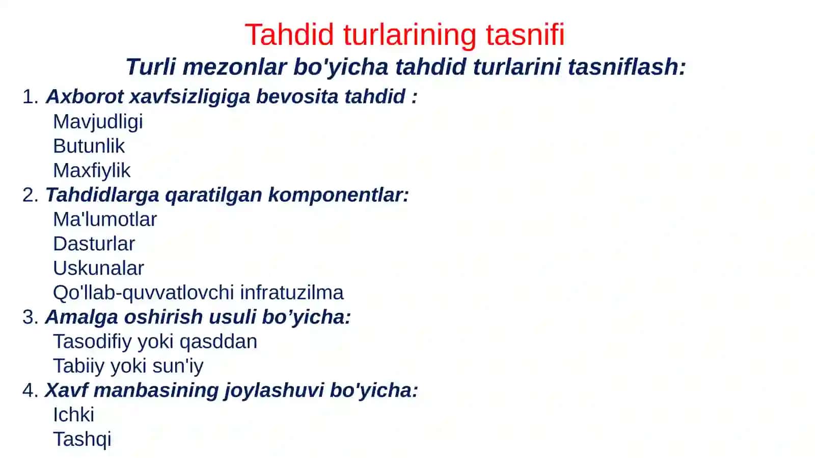 Kirish. Axborot xavfsizligiga tahdidlar 3