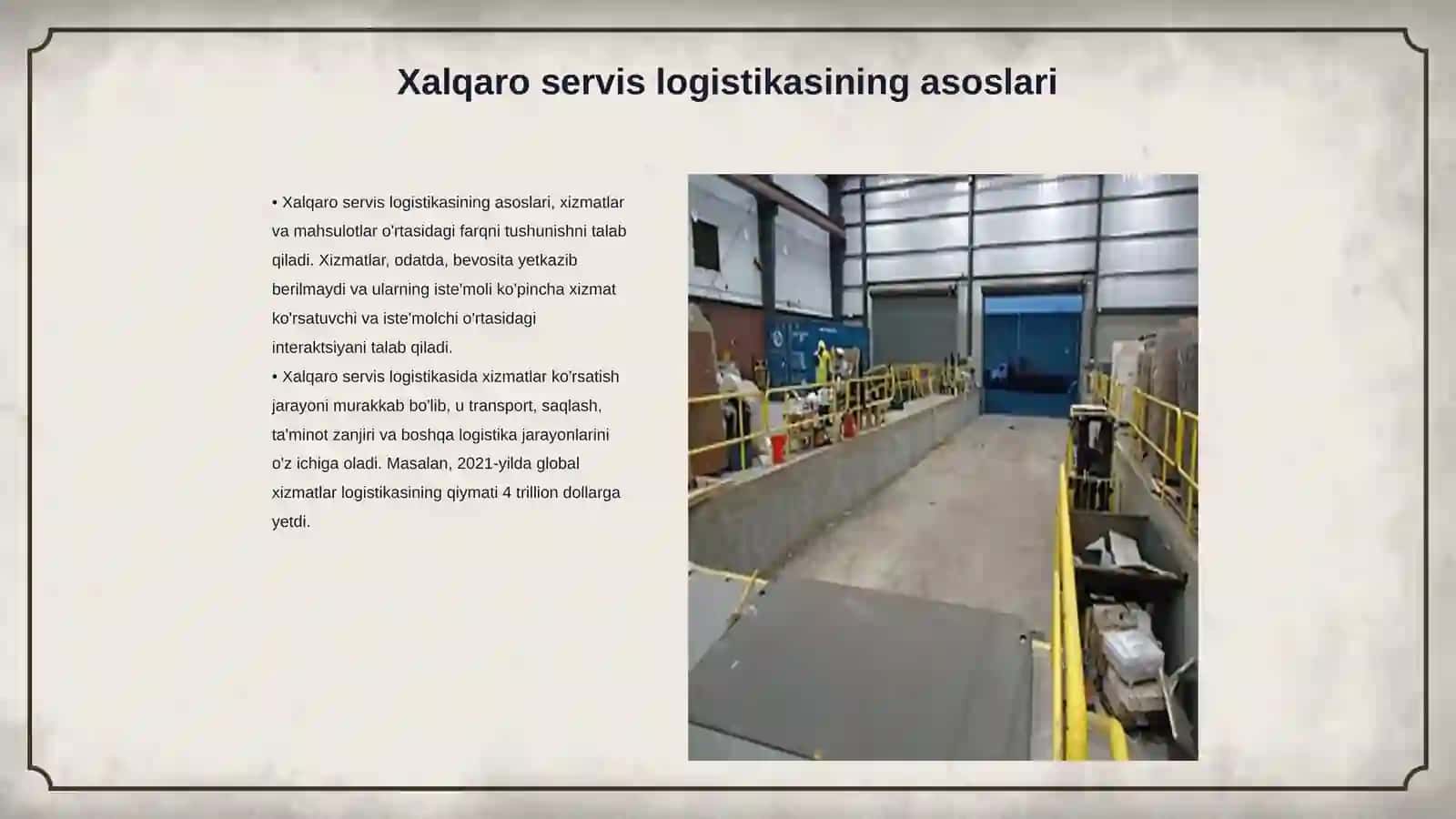 Xalqaro servis logistikasida xalqaro xizmatlar bozori 3