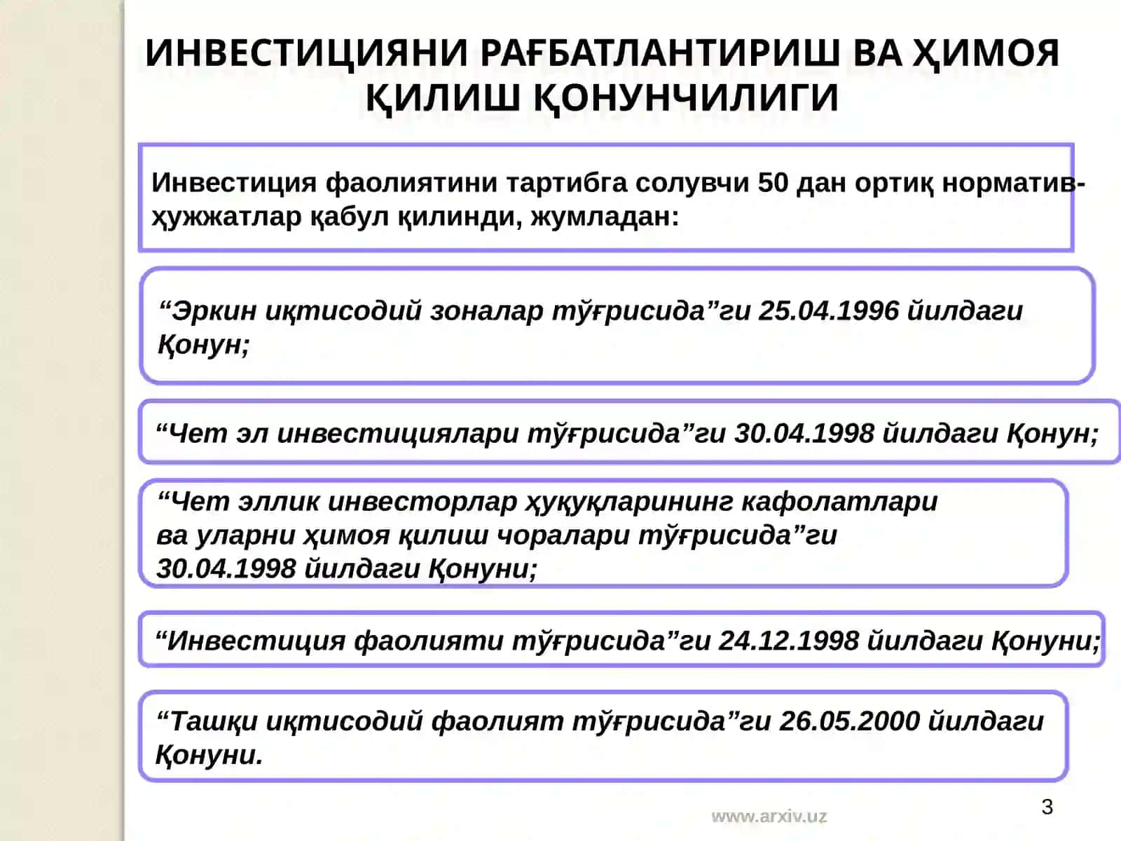 Инвестициялар, уларнинг иқтисодиётдаги ўрни ва бугунги кундаги ахамияти 3