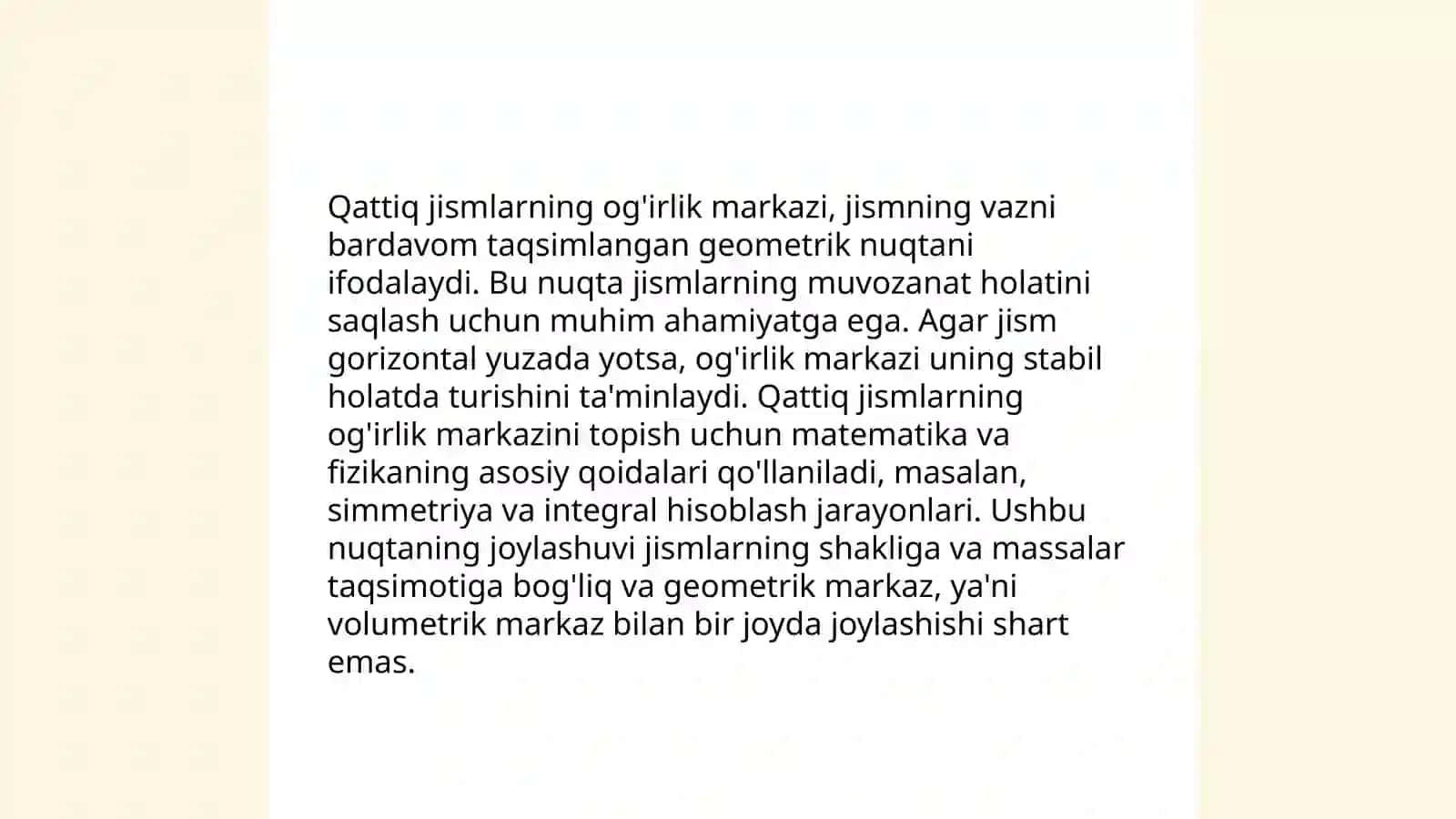 Qattiq jismlarning og'irlik markazi, qattiq jismlarning og'rlik markazini hisoblashga doir masalalar 3