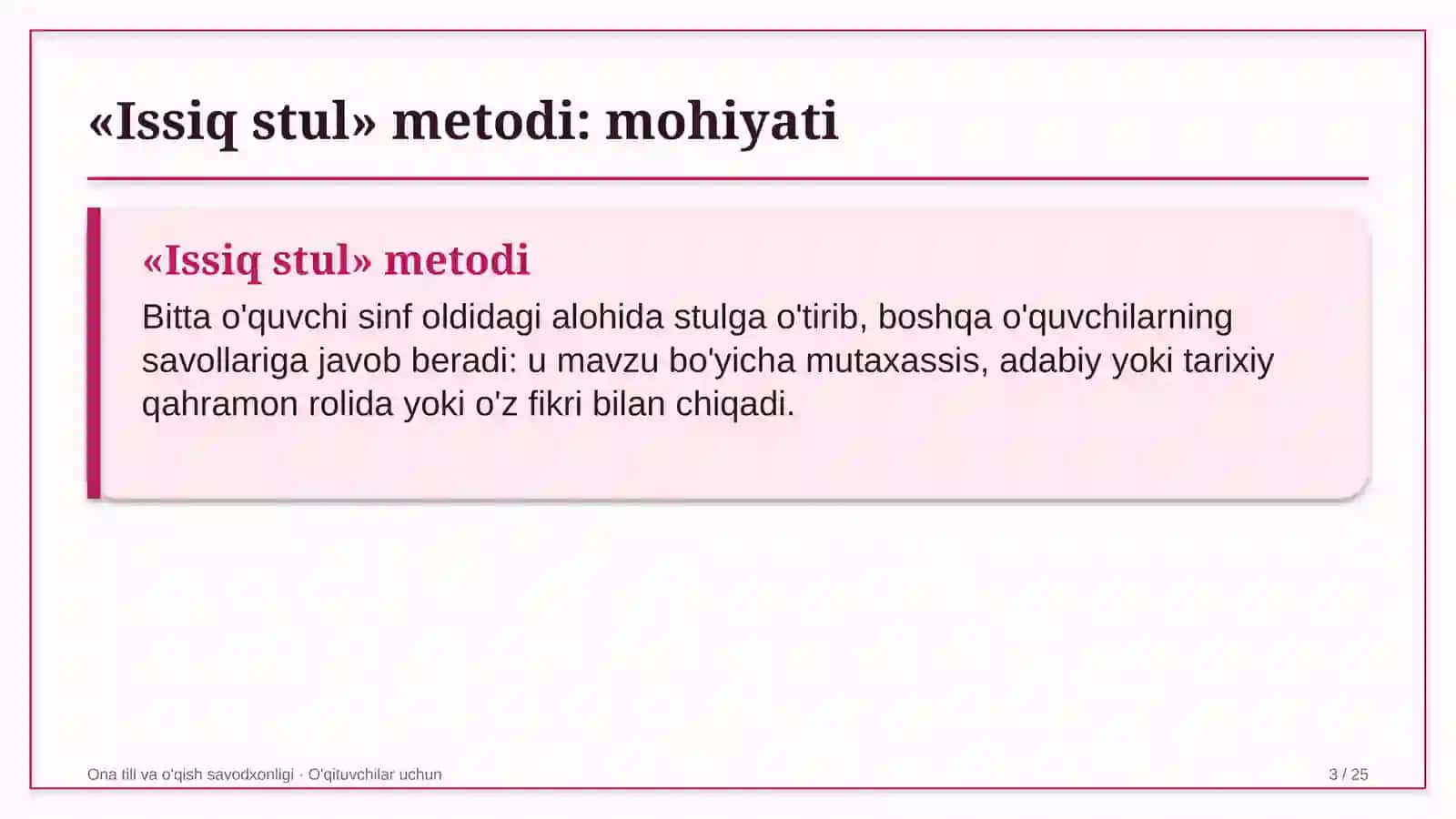 ona tili va o'qish savodxonligi darslarida issiq stul metodidan foydalanish 1778 3