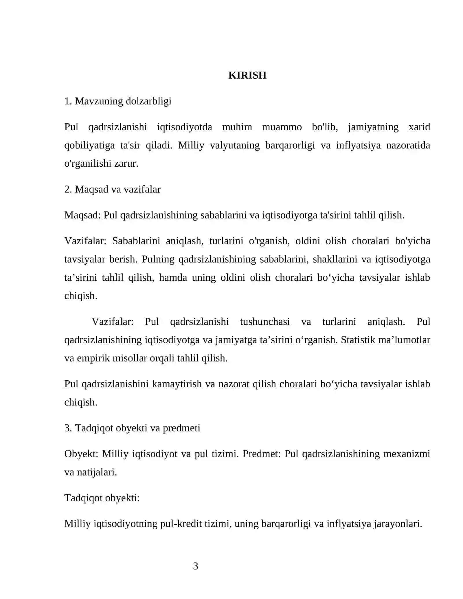 Pulning qadrsizlanishi (inflyatsiya) va uni jilovlash usullari 3