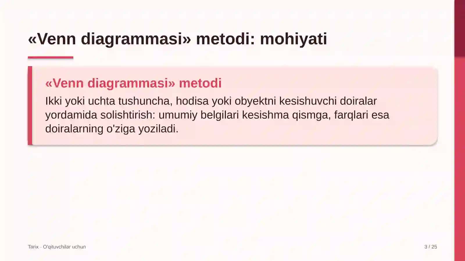tarix darslarida venn diagrammasi metodidan foydalanish 6755 3