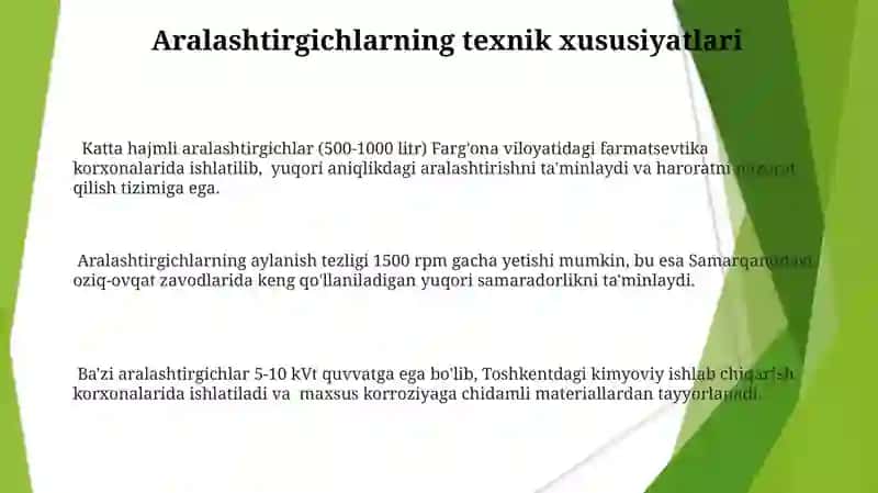Aralashtirgichlar.Tindirgichlar va ularning turlari 3