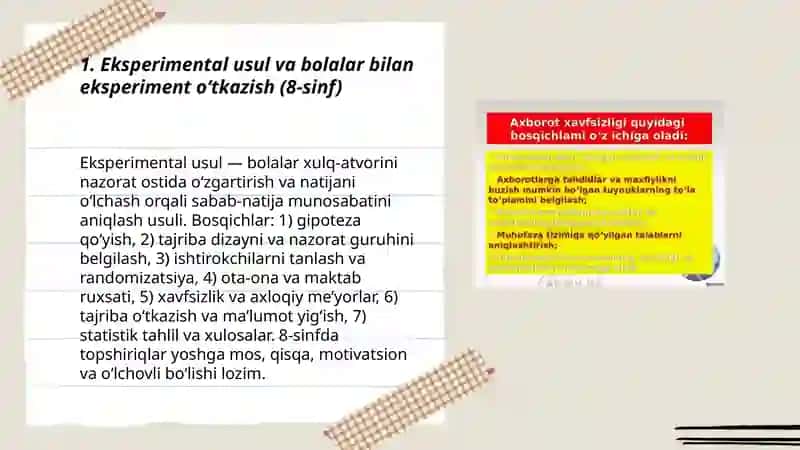 Bolalar psixologiyasning asasiy usullarini o'rganish 8 3