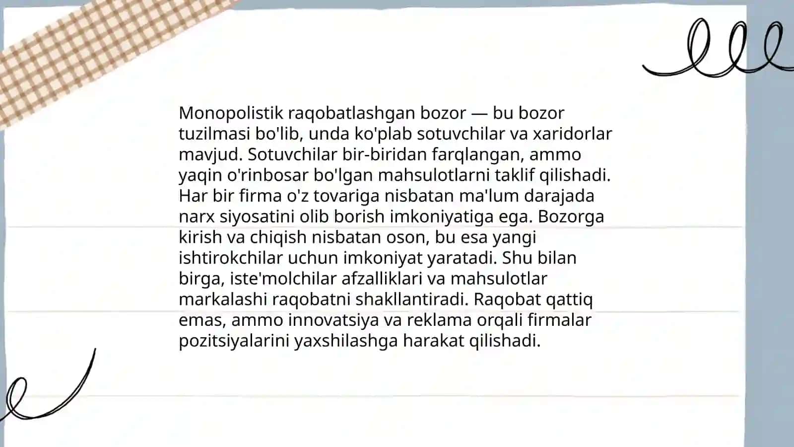 Monopolistik raqobatlashgan bozor muvuzonati 3