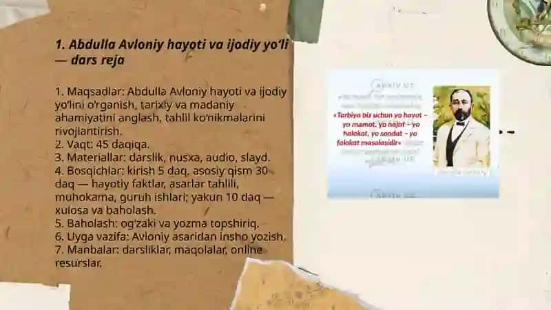 Abdulla Avloniy mavzusida dars reja 3