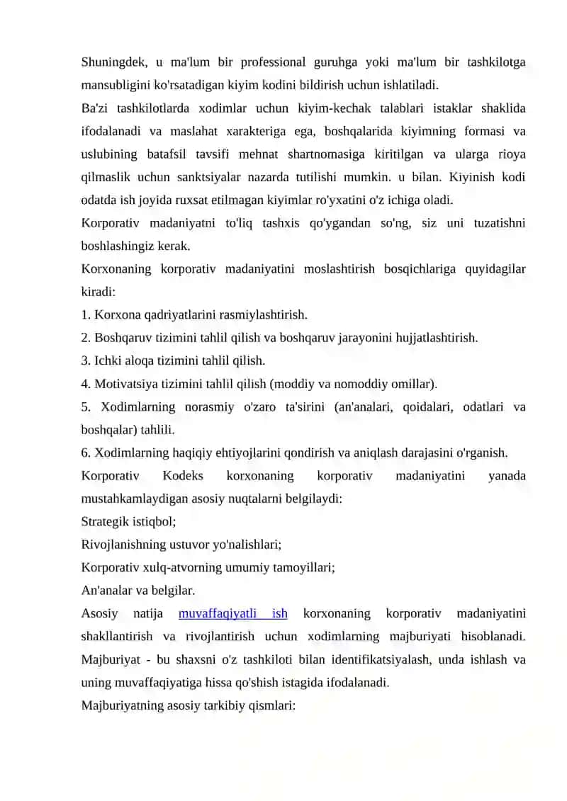 Korxona korporativ madaniyatning shakllanishi 3