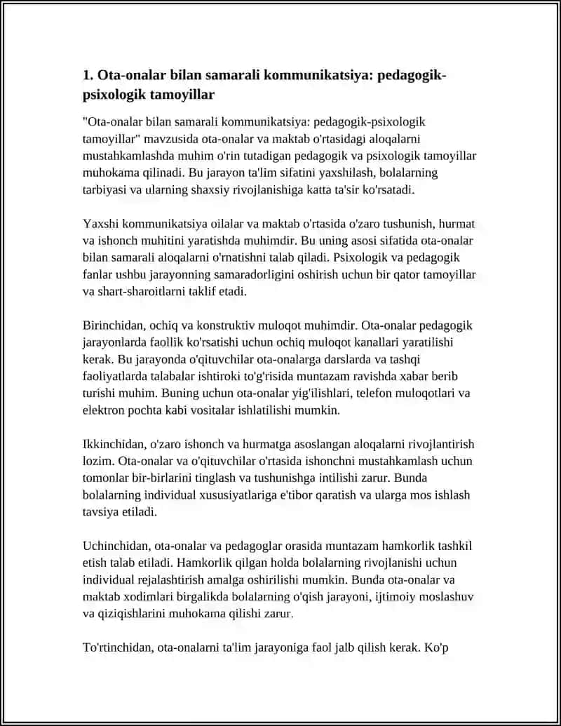 "Ota-onalar bilan samarali kommunikatsiya: pedagogik-psixologik tamoyillar" 3