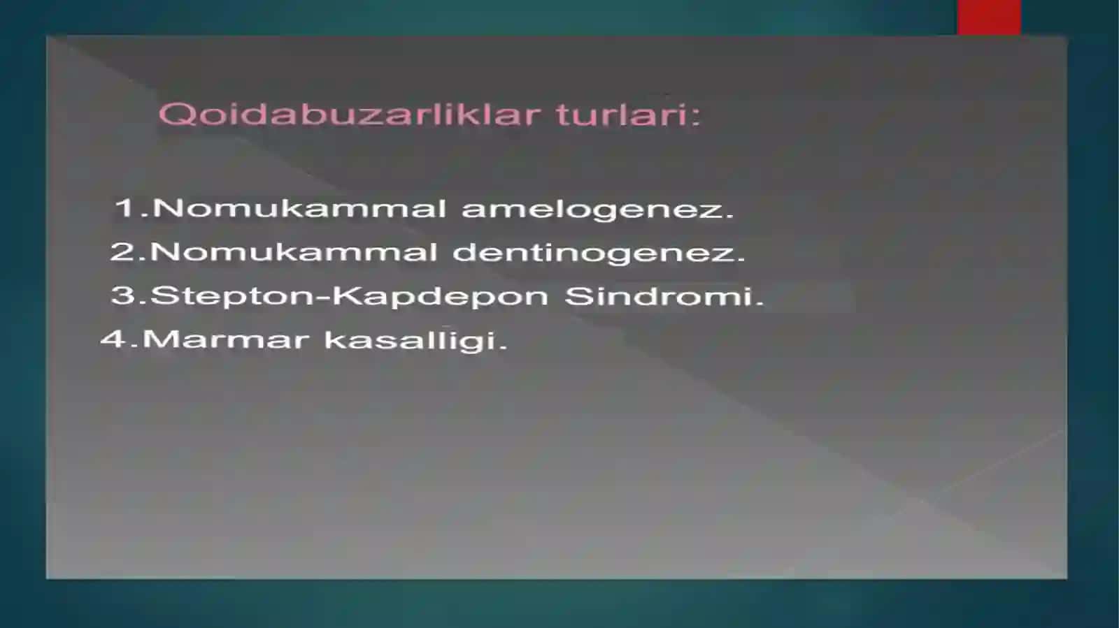 Tishqattiq to'qimasining nasliy kasalliklari 3