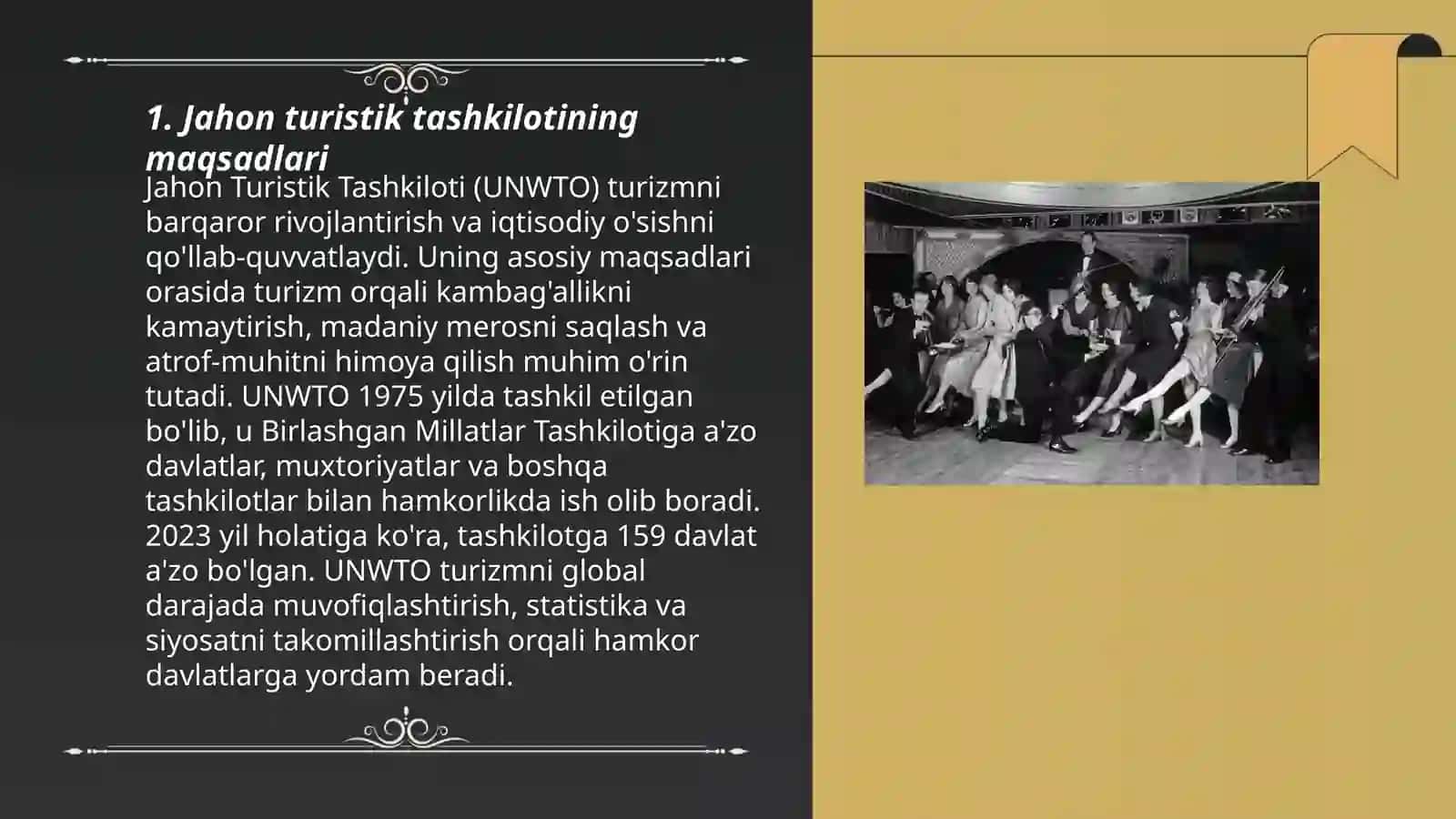 Jahon turistik tashkilotining madaniy tarixiy turizmini rivojlantirishdagi hissasi 3