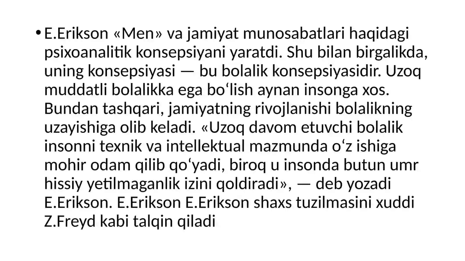 ERIKSONNING SHAXS RIVOJLANISHINI PSIXOIJTIMOIY NAZARIYASI 3