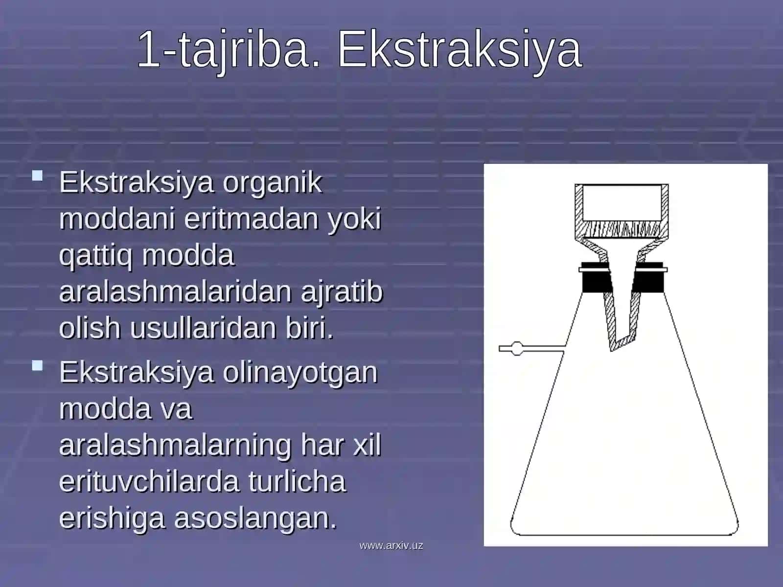 Organik moddalarni tozalash va haydash usullari 3