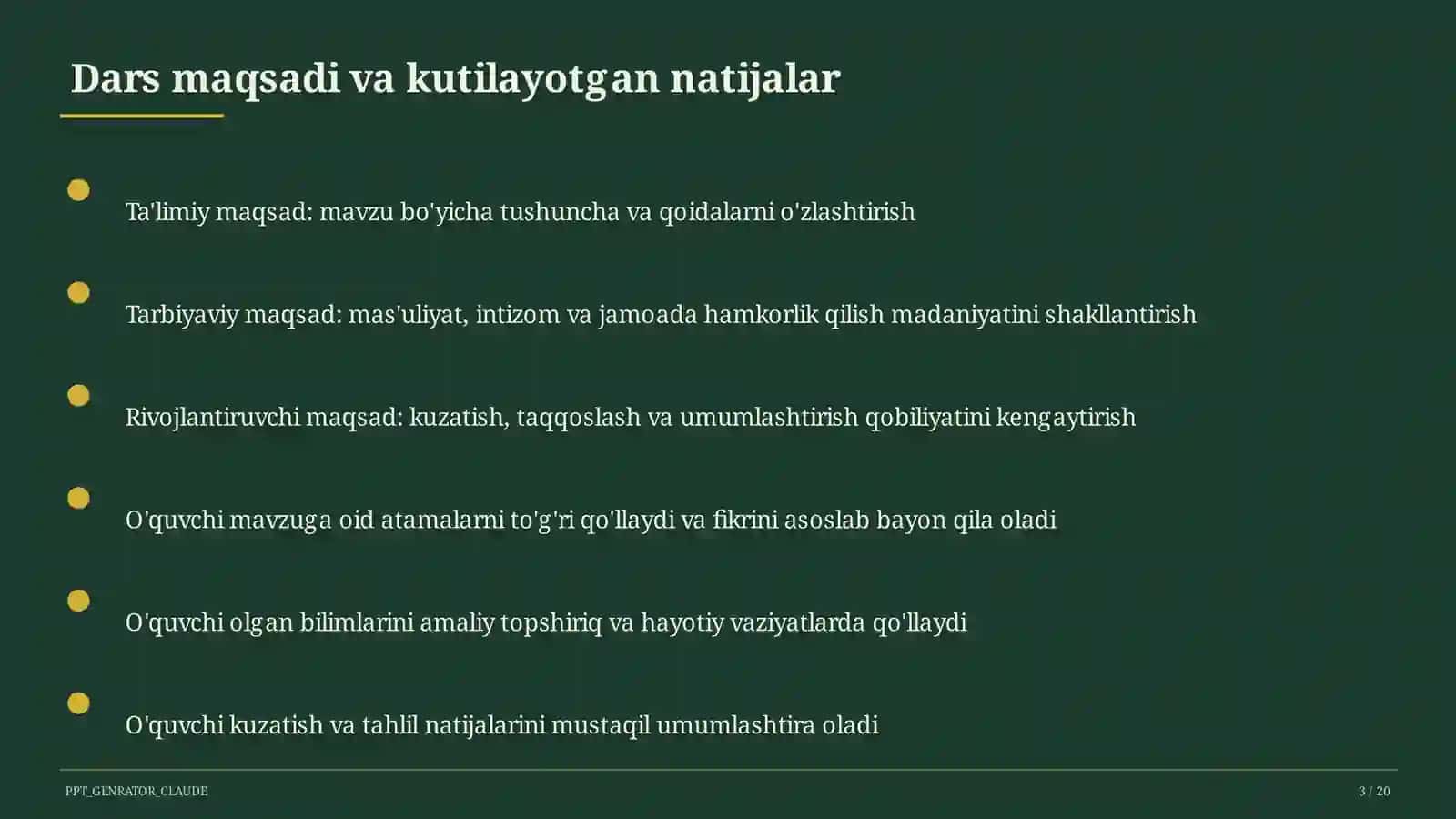 Sinf soati va tarbiyaviy tadbirlar (1– 11) 3