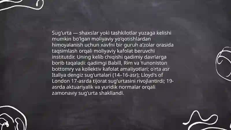 Sug'urta kompaniyalari va uning tarixi 3