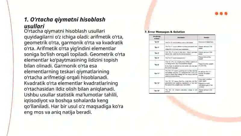 Oʻrtacha arximetik qiymat va xatolikka doyir masalalar 3