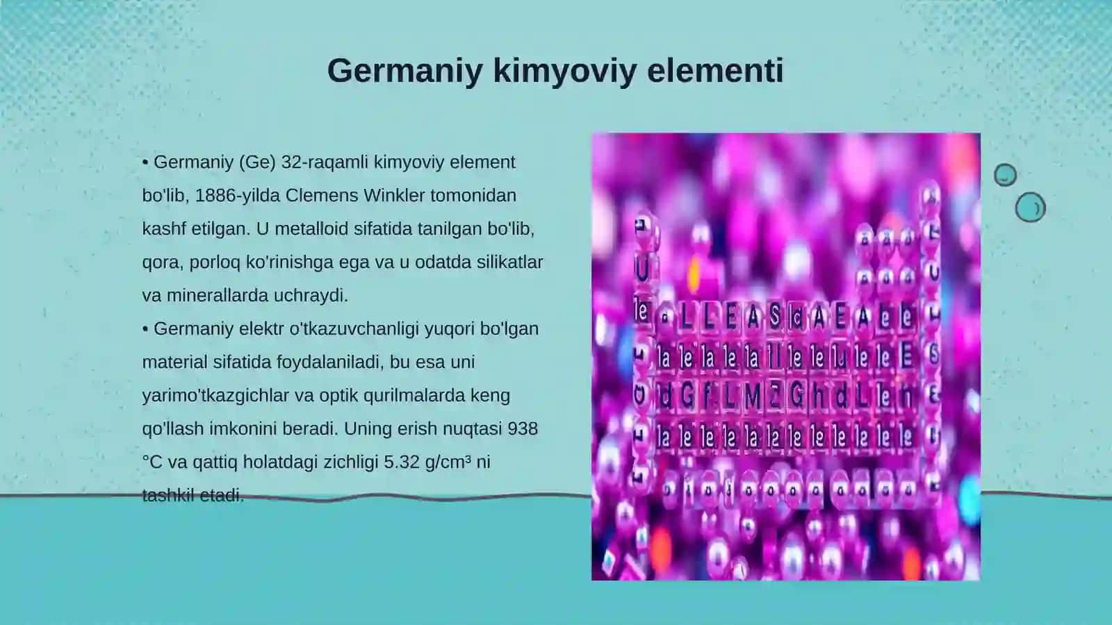 Germaniy, qalay, qo'rg'oshin birikmalari. Ularning xossalari 3