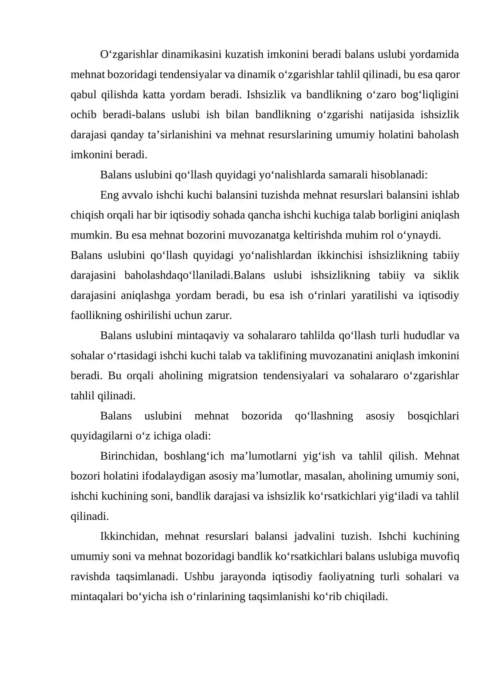 Mehnat Bozori va Aholi Ish Bilan Bandligini Tahlil Qilishning Balans Uslubi 3